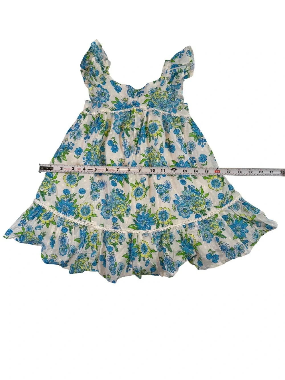 Happily Grey. Girls Blue & Green Floral Ruffle dress. Size 2T. Summer.